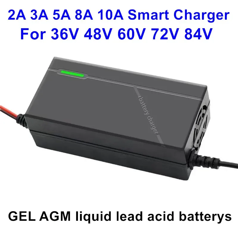 

2A 3A 5A 8A 10A smart charger 36V 48V 60V 72V 84V 20ah 30ah 40ah 50ah 80ah 100ah GEL AGM dry liquid lead acid battery cargadores