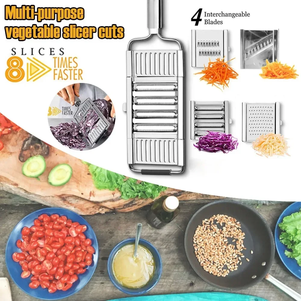 

4 in 1 Vegetable Slicer Multi-Purpose Grater Cutter Peeler for Fruits Potato Peeler Carrot Grater Vegetables Kitchen Gadgets