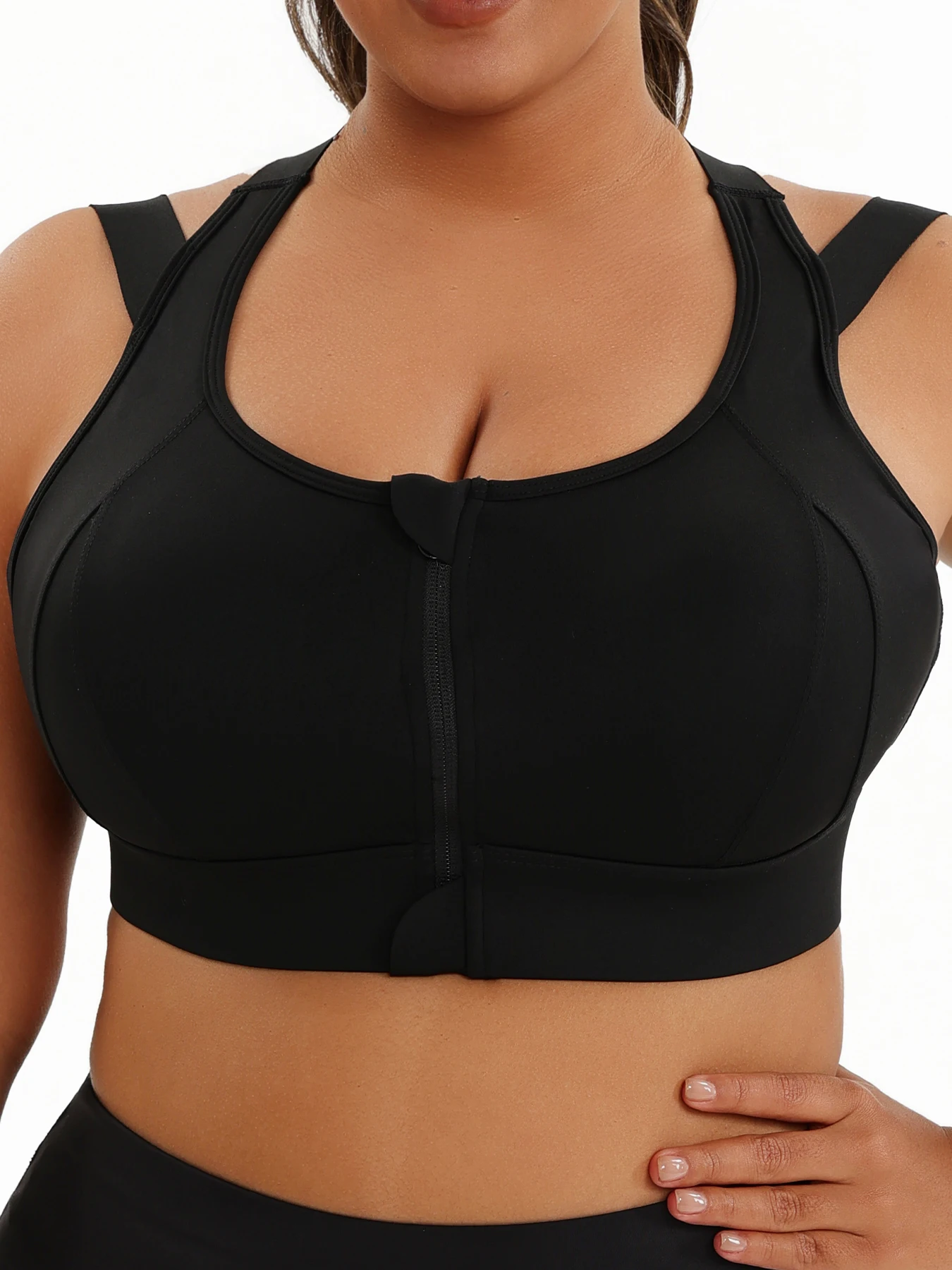 

PlusSizeFitnessLadiesSports Bra,RunningYogaShockproofPushupBra,FrontZipper VelcroPlusSize Bra