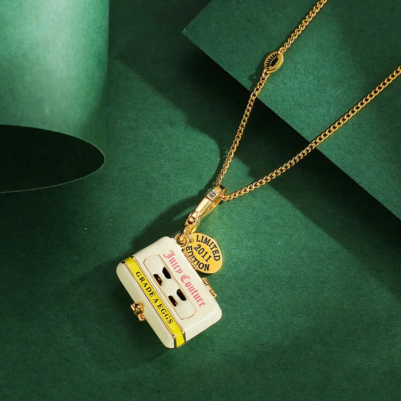 Openable Letter Print Easter Egg Pendant Necklace Enamel Glaze Golden Chick Locket Creative Egg Box Cute Trendy Jewelry Gift