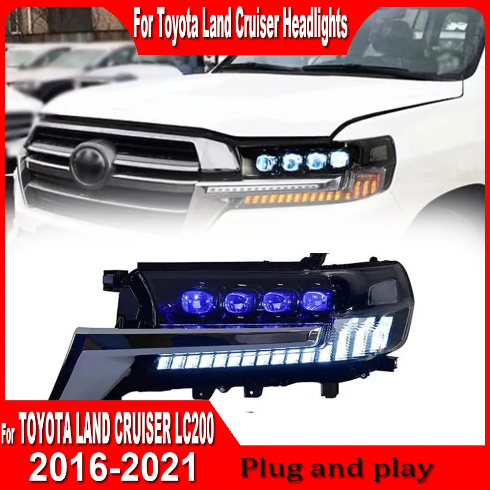 2Pcs LED Headlight Assembly For Toyota Land Cruiser 2016-2021 HeadLight Full LED DRL Dynamic Turning Headlights Plug and Play