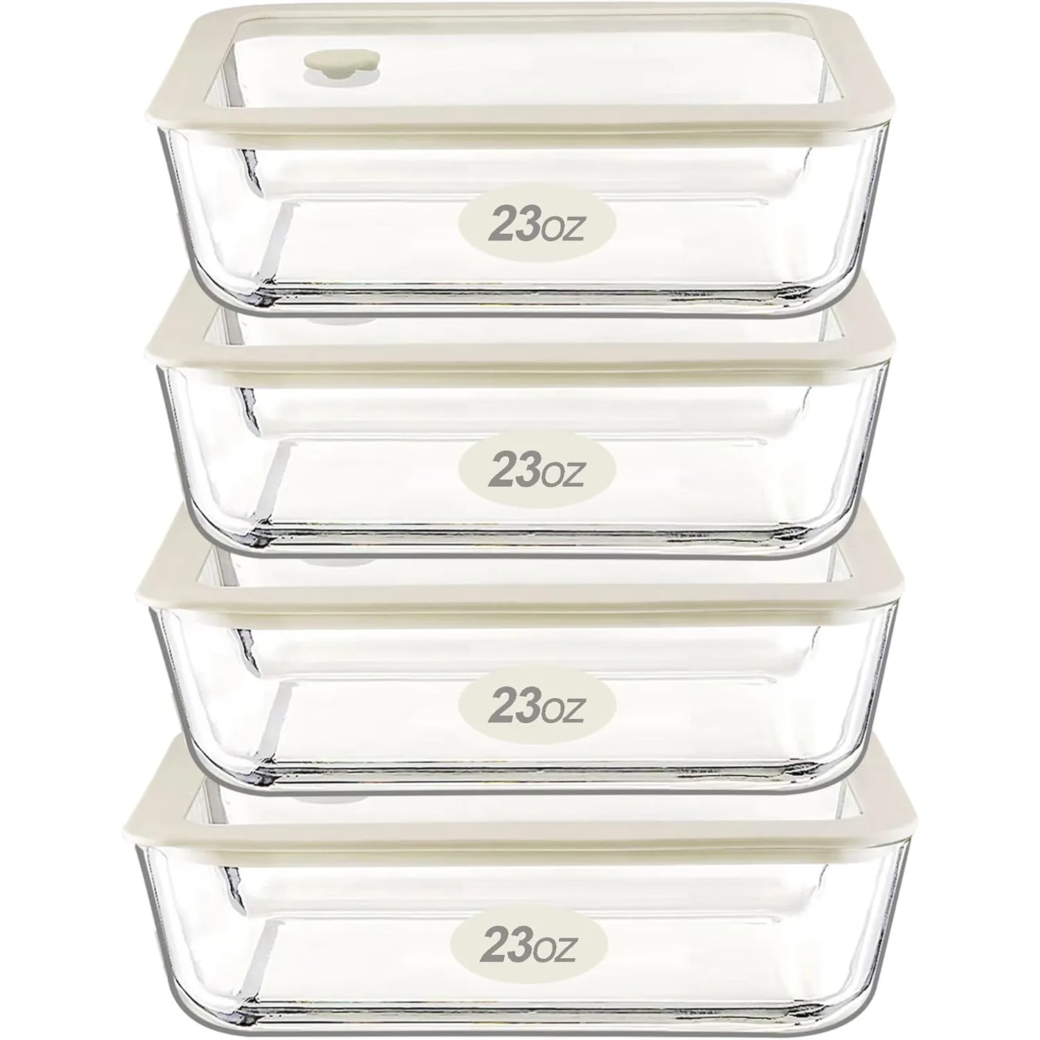 

Glass Food Storage Containers with Glass Lids, 4 Pack Airtight Leakproof BPA-Free for Meal Prep