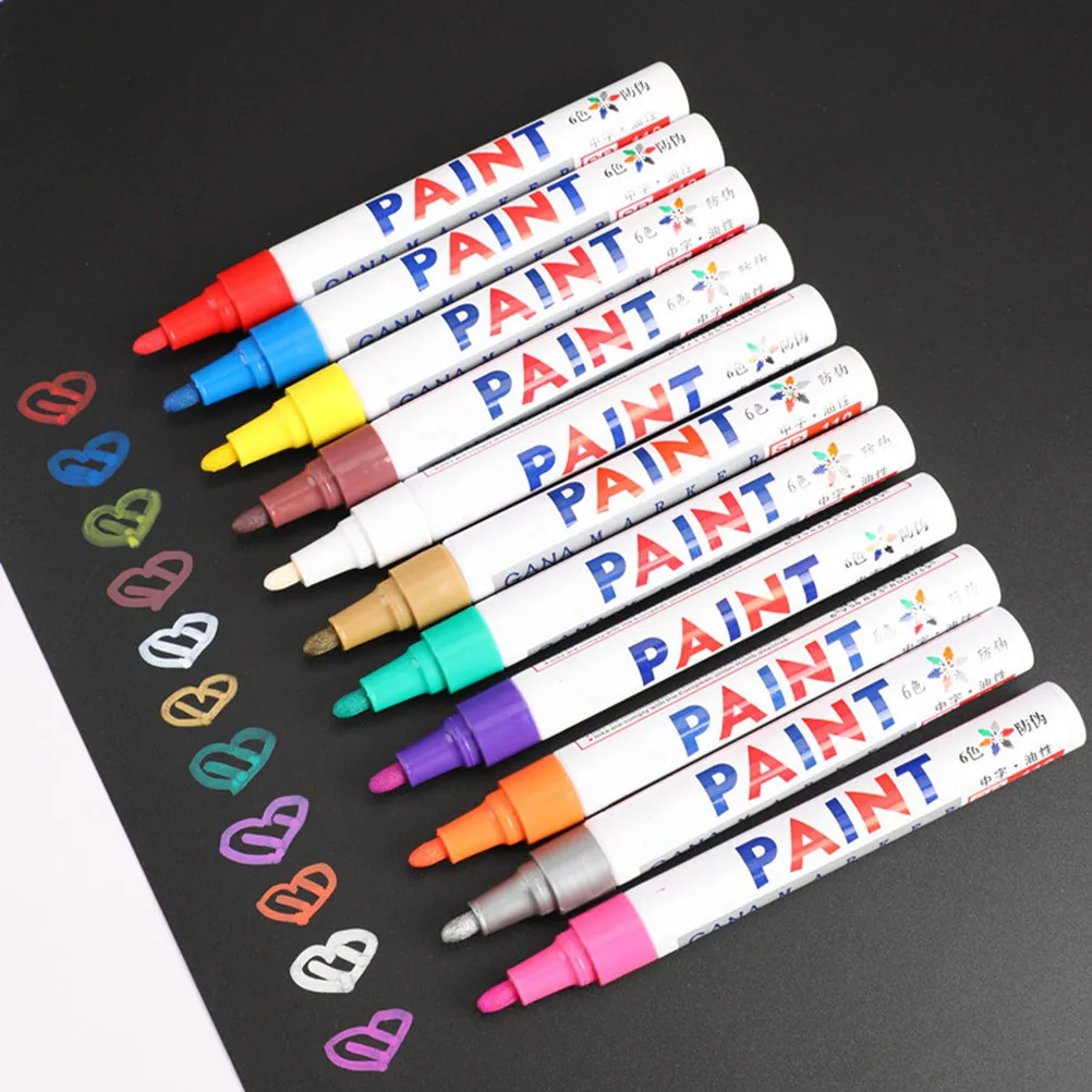12Pcs Glass Metal Paint Pen Permanent Paint Markers For Art Student Automotive Set Car Tire Lettering