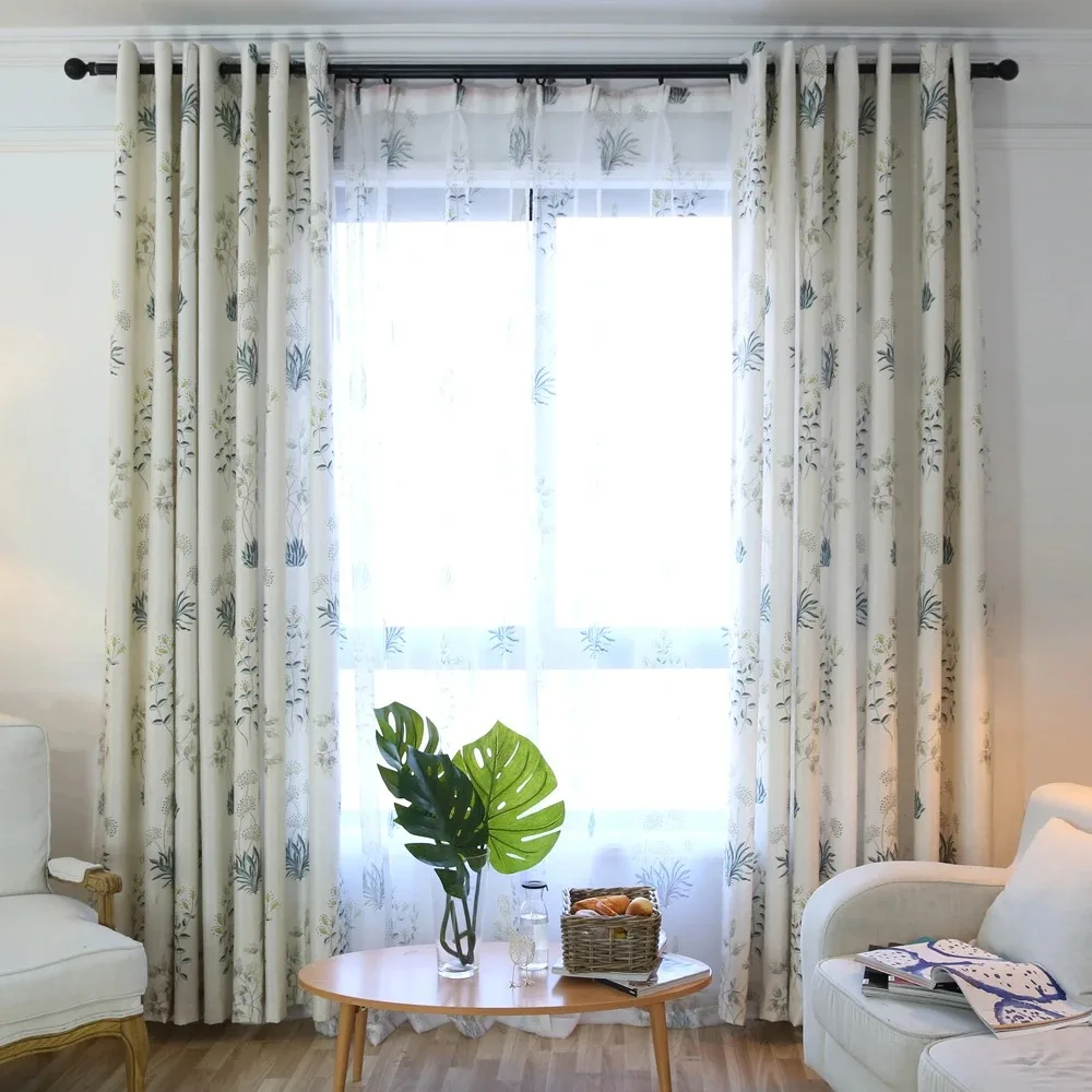Fancy Printing Window Curtains Printed Linen Curtains for Bedroom Living Room Sheer Voile Curtains Window Drapes Customize