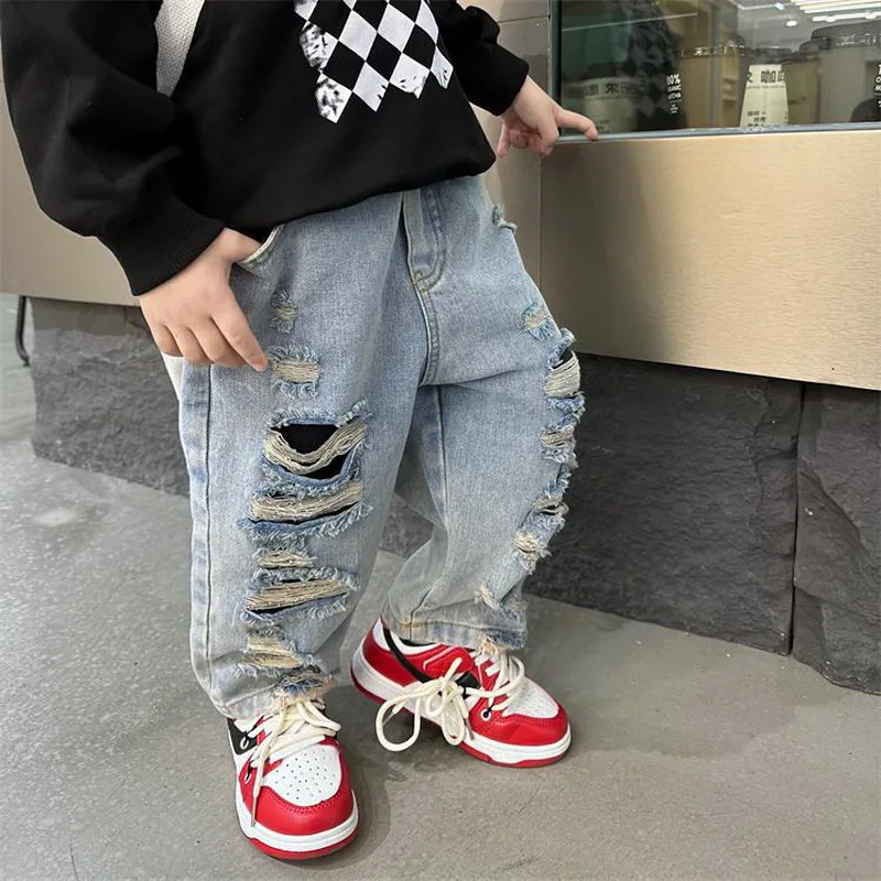 Spring Summer Toddler Baby Boy Jeans Pants Fashion Denim Kids Boys Pants Children's Trousers Loose Pants for Boys 2-6Years