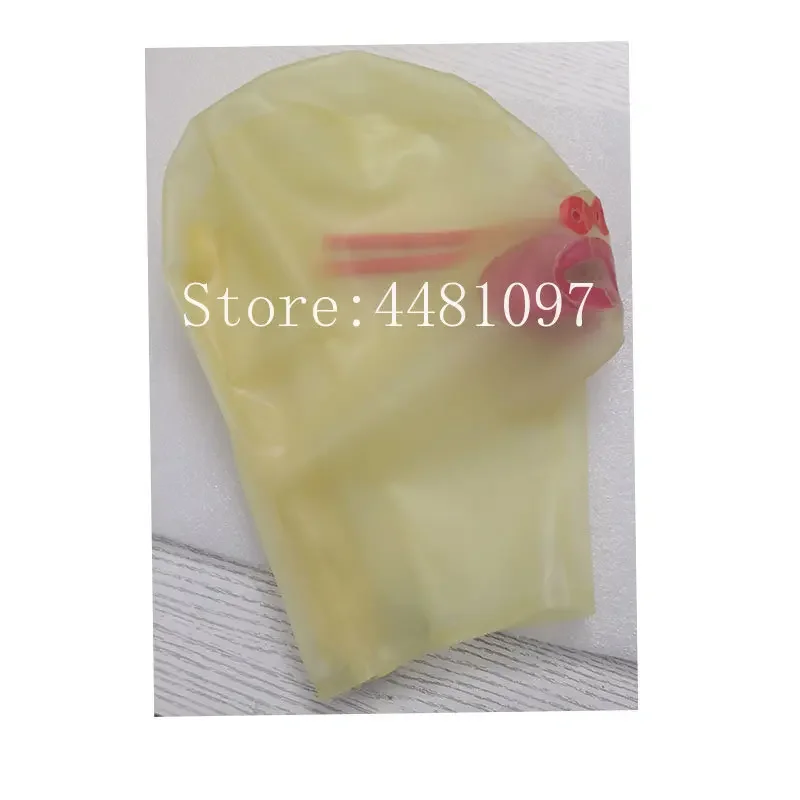 الوردي شفافة اللاتكس هود مع 15 سنتيمتر أنبوب الأنف الطويل الأحمر الأسنان الكمامة المطاط قناع الظهر البريدي الرجال النساء زي هالوين تنكري #4