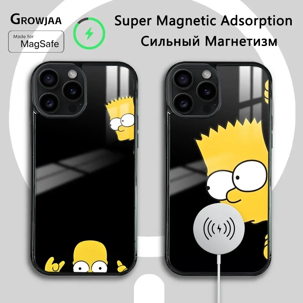 Cartoon Funny The Simpsons Phone Case Magnetic Phone Case For iPhone 16 15 14 13 12 11 Pro Max Plus Mini Magsafe Funda Cover