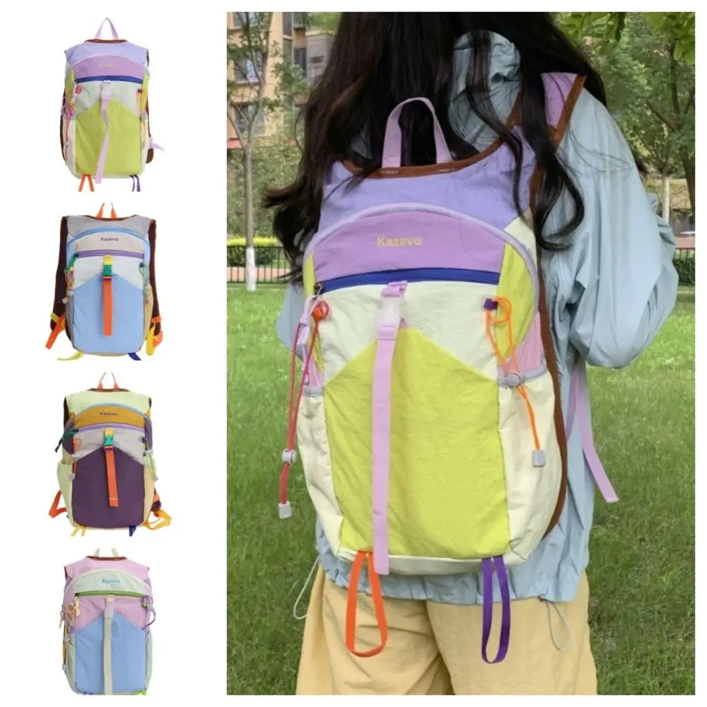 Nylon Travel Backpack Multifunctional Multicolored Travel Daypack Fixed Webbing Scratch Prevention Mountaineering Bag Women