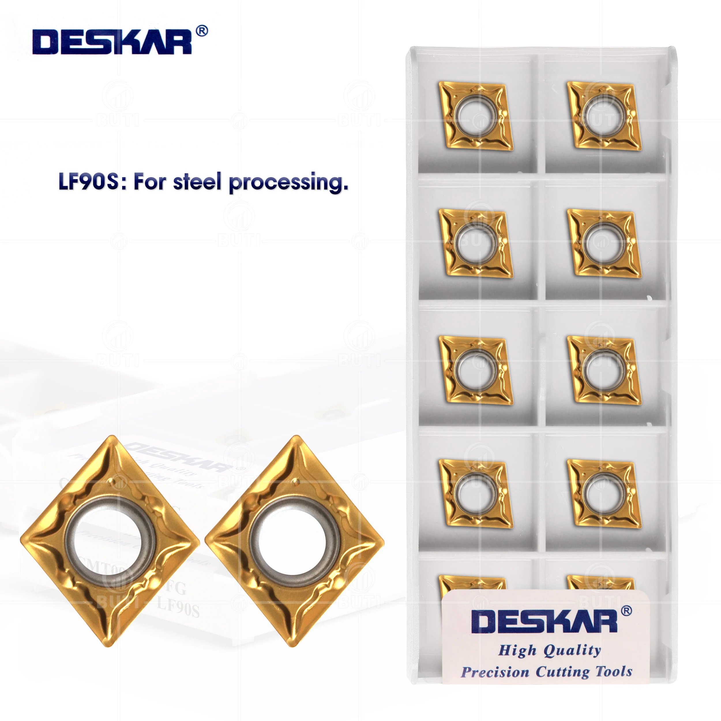 Deskar 100 Original Ccmt09t304-fg Lf90s Cnc Torno Cortador de Corte Ferramentas Torneamento Interno Cermet Carboneto Inserções para Peças de Aço