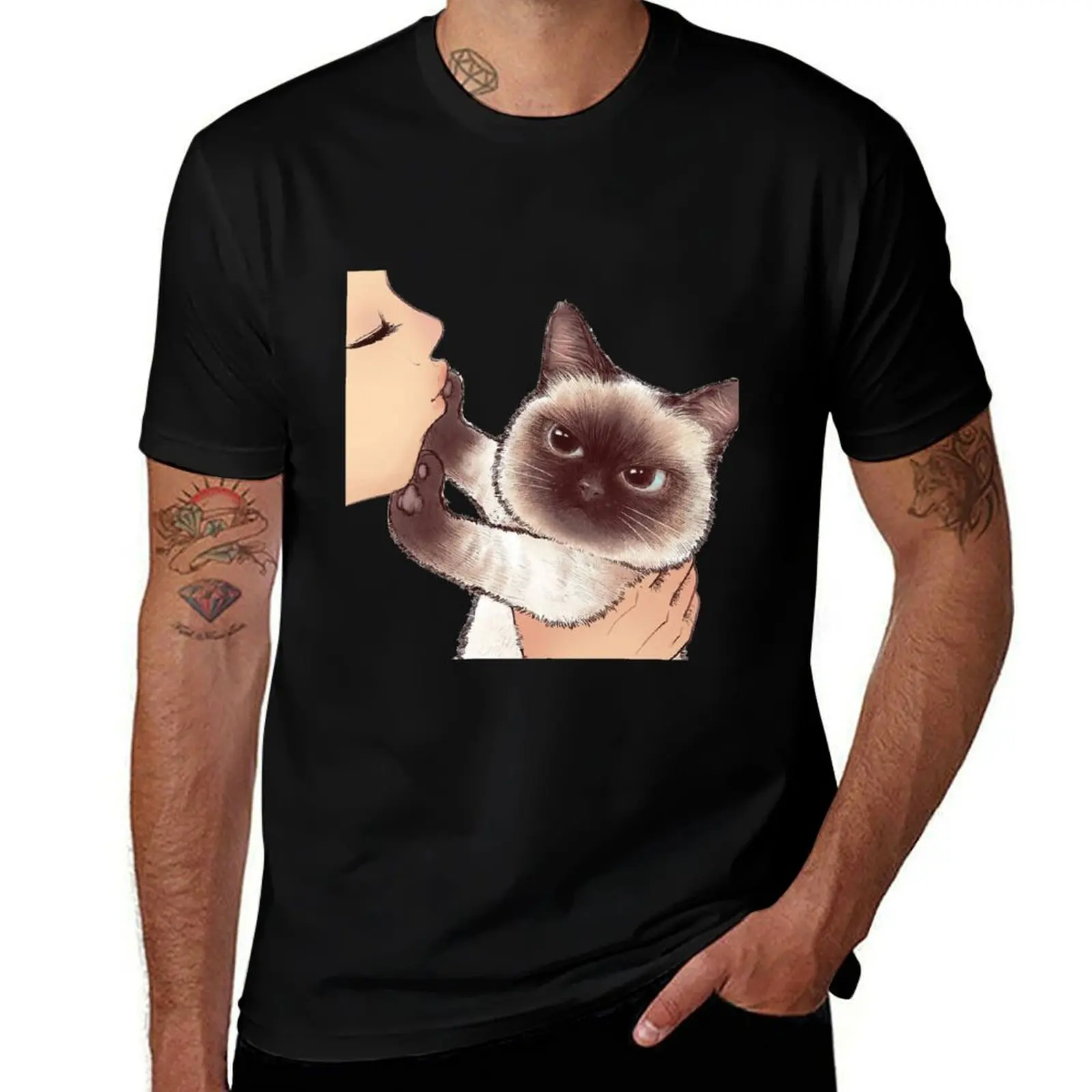 Dont Kiss Mew Cat Refused Women kiss Funny Cat T-Shirt Fashion Casual Short Sleeve Top