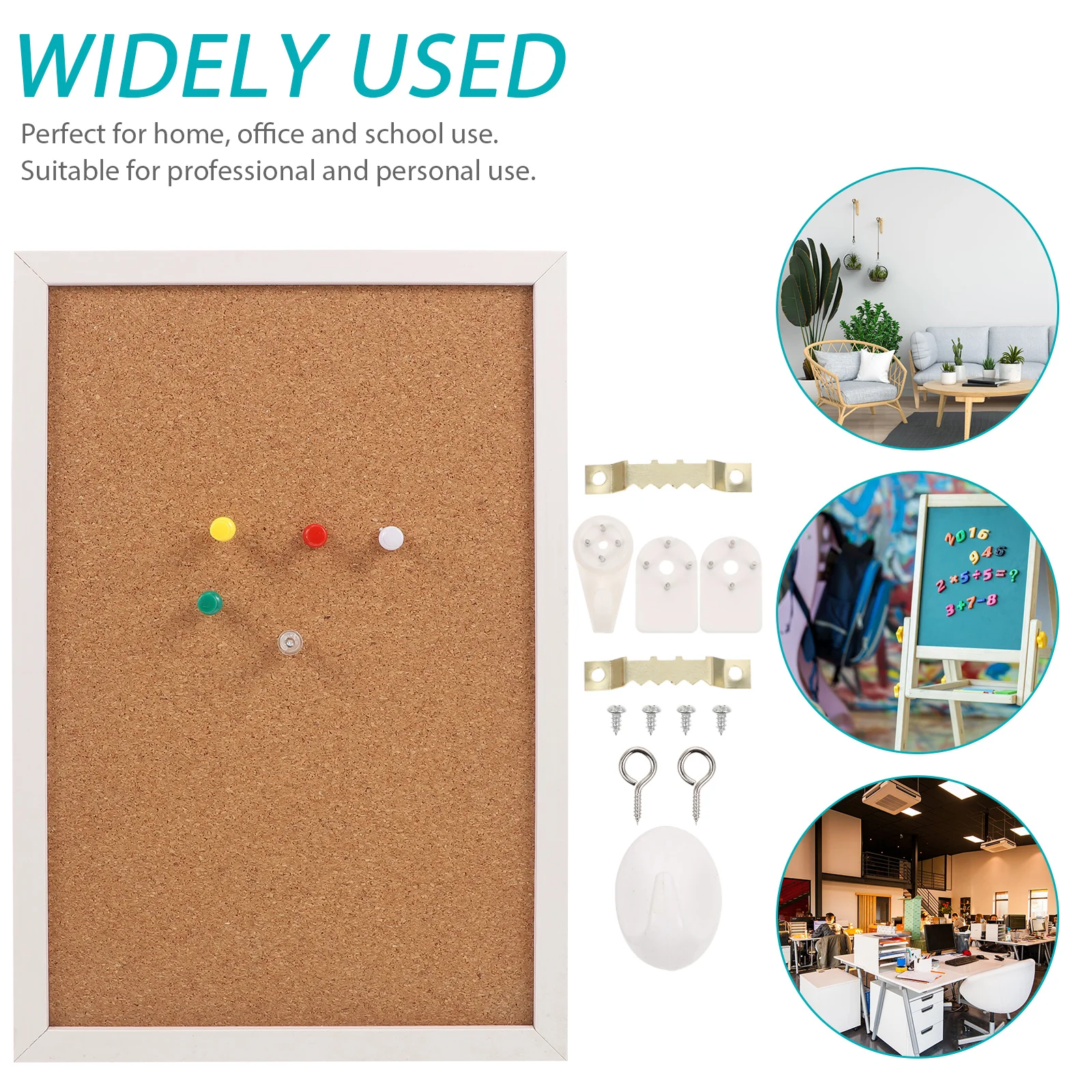 Cork Board Tiles Self-adhesive Notice Boards for Office Corkboard Home Bulletin Wall Single Layer