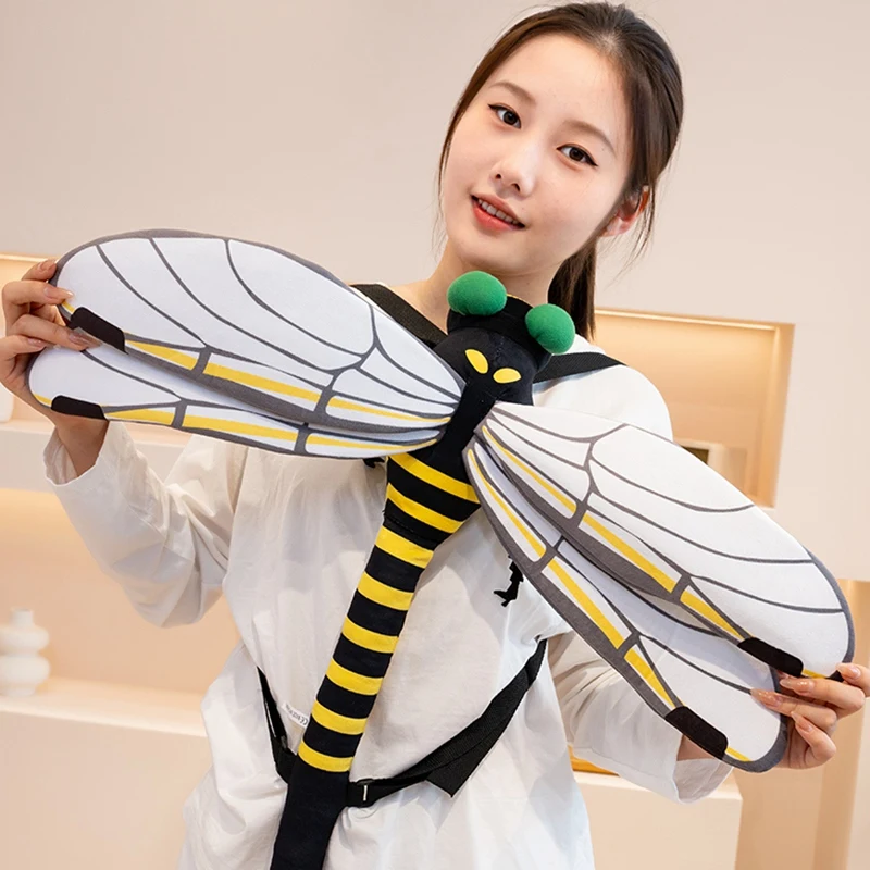 

New Funny Simulation Big Size Insect Plush Toys Soft Cute Wearable Dragonfly Mantis Plush Toys Creative Toys For Children