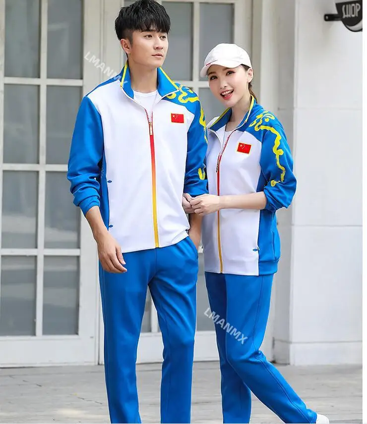 Chinese National Team Sportswear Suit Unisex China Team college Athletes Uniform Spring Autumn Sportswear Student Class Clothing