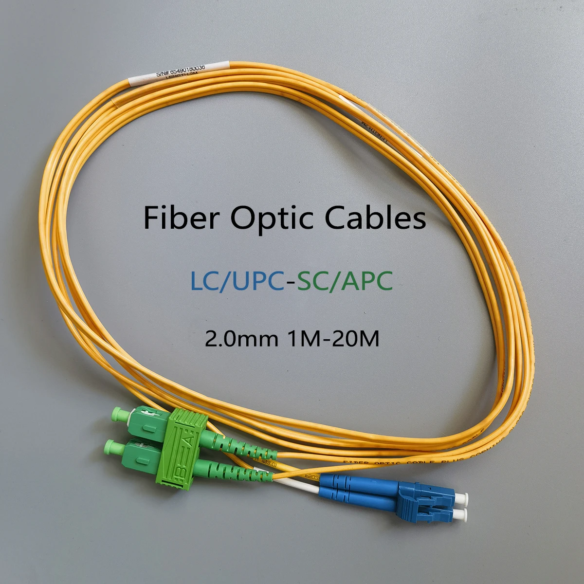 Kabel Patch serat optik LC/UPC-SC/APC 2.0mm FTTH, kabel Patch konverter inti ganda Mode tunggal 12/15/20M kabel serat optik