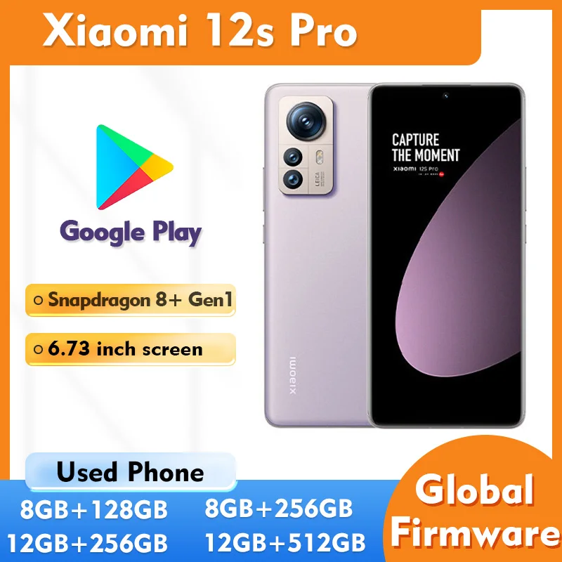 هاتف Xiaomi 12S Pro 5G 6.73 بوصة 3200x1440px AMOLED Snapdragon 8+Gen1 3.2 جيجا هرتز بطارية 4600 مللي أمبير في الساعة 50 ميجابكسل مستعمل