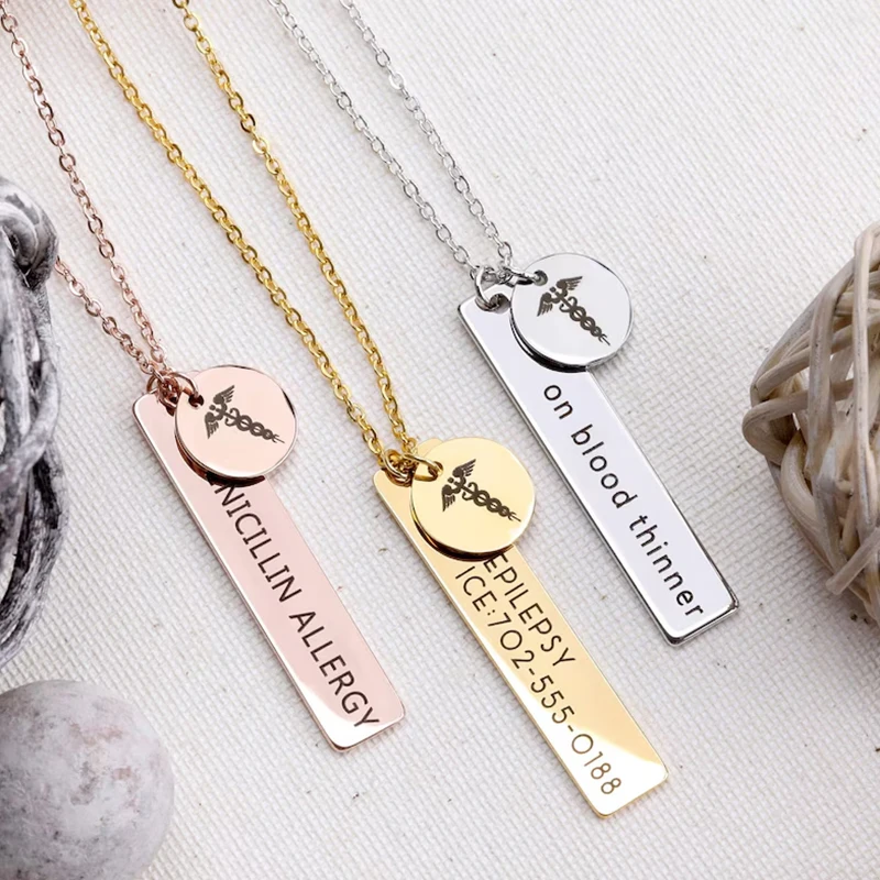

Personalized Medical Alert Necklace Diabete Personalized Medical ID Necklace for Women Autism Medical Jewelry Gift Name Necklace