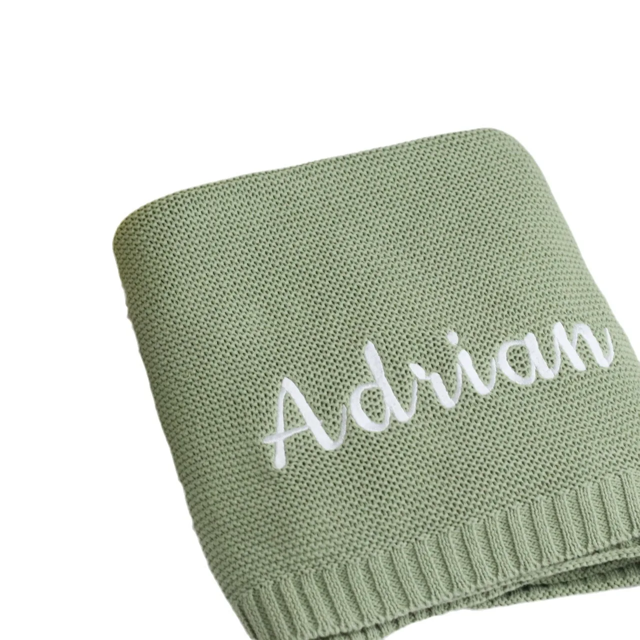 100% Baumwoll-Strickdecke für Babys, personalisierbar mit Namen, weiche, atmungsaktive Puckdecke für Säuglinge, individuelle Neugeborenen-Wickeldecke, Geschenk – Detail 14