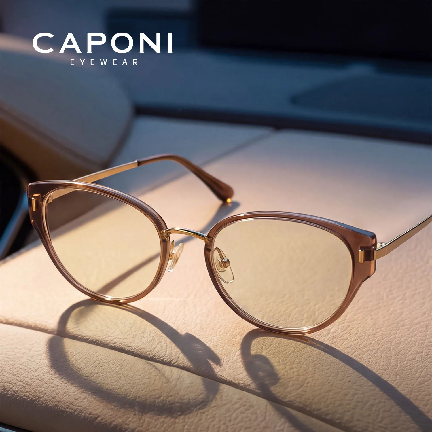 CAPONI Women Sunglasses New Titanium Night Vision Outdoor Driving Sun Glasses Photochromic UV400 Oil-proof Lenses BSYS35033