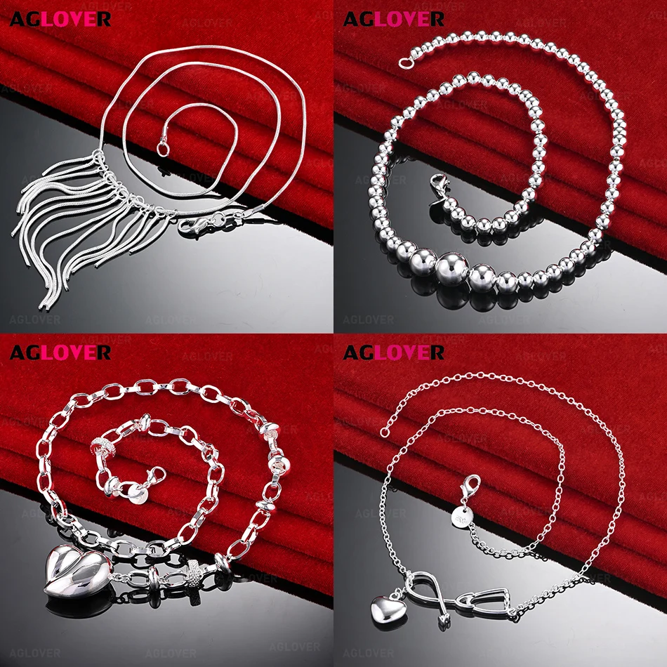 

AGLOVER 925 Sterling Silver Large and Small Buddhist Beads Hollow Ball Necklace Women's Charm Fashion Anniversary Gift Jewelry