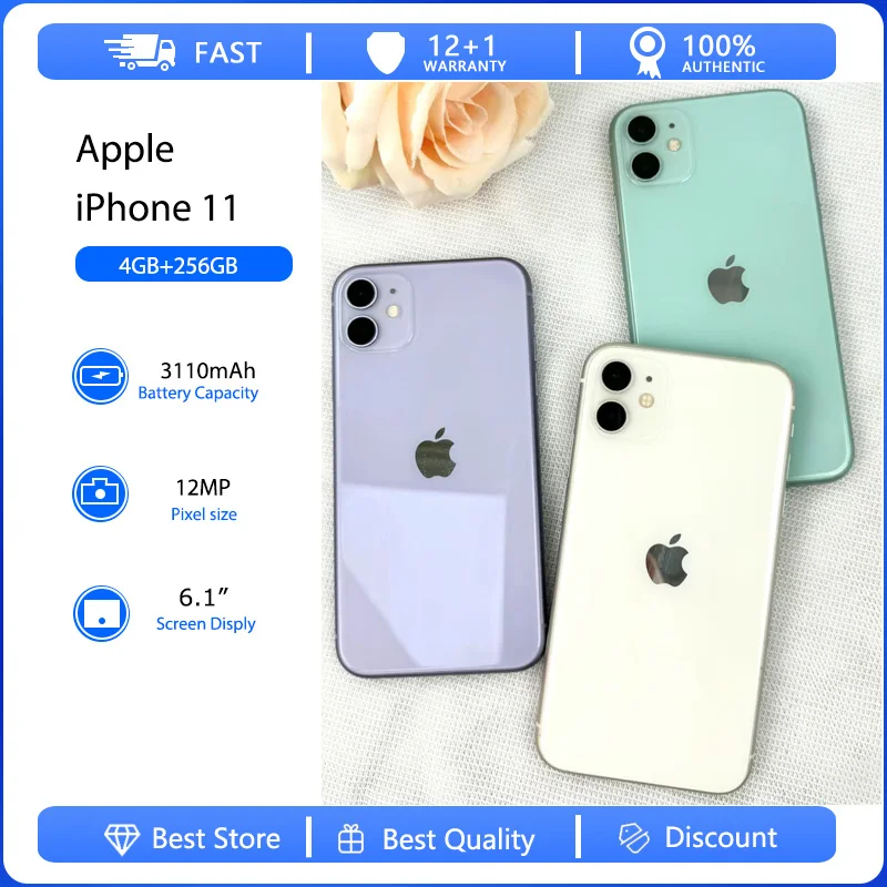 

Apple iPhone 11 4G Face ID Mobile Phone Original Used Unlocked 6.1" 64/128/256GB ROM Hexa-core IOS 12MP Camera NFC Smartphones