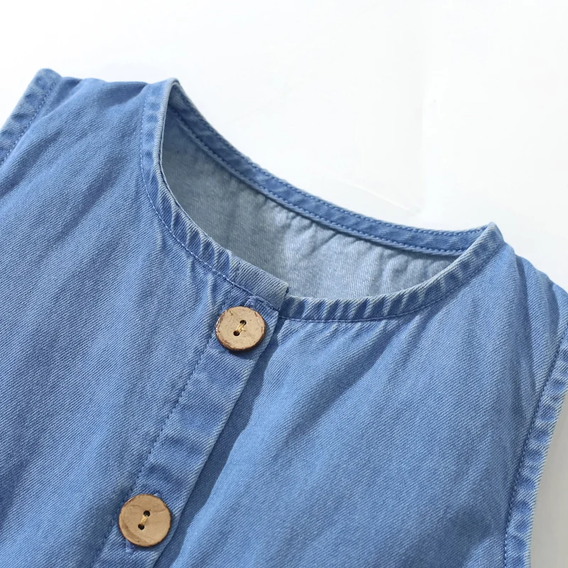 Little maven Girls Denim Sleeveless Dress Unicorn Appliques Children Clothing Summer for Kids Clothes Baby Girls Party Dresses