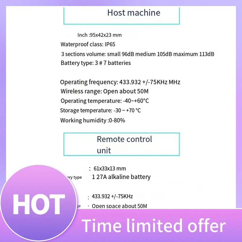 

B68A 113DB Motorcycle Bike Anti-Theft Alarm Wireless Remote Control Bicycle Security Alarm Electric Car Waterproof Alarm