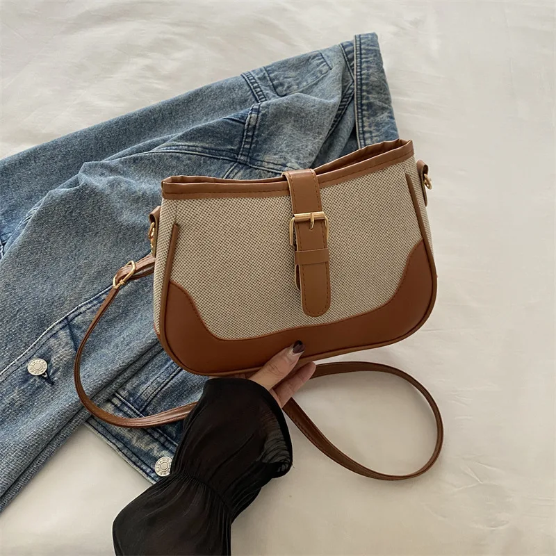 

​​2025 Stylish Colorblock Tote Bag Spacious Fall Shoulder Purse Elegant Crossbody Underarm Work Bag for Women​