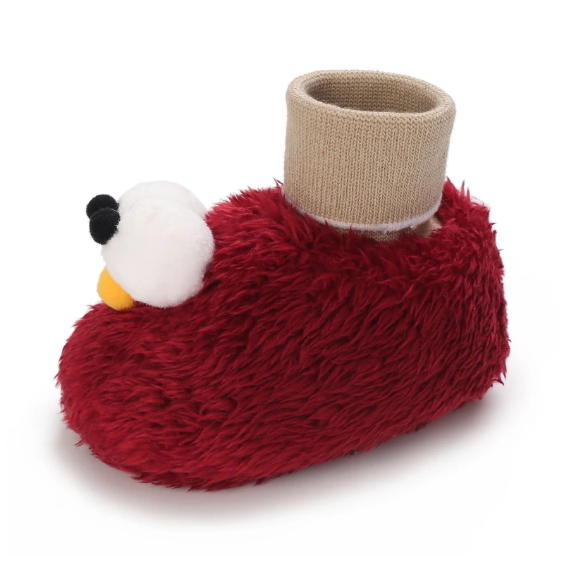 Sepatu bot katun untuk bayi, sepatu bot musim dingin imut kartun mata besar, sepatu bot salju lembut dan nyaman kasual untuk bayi