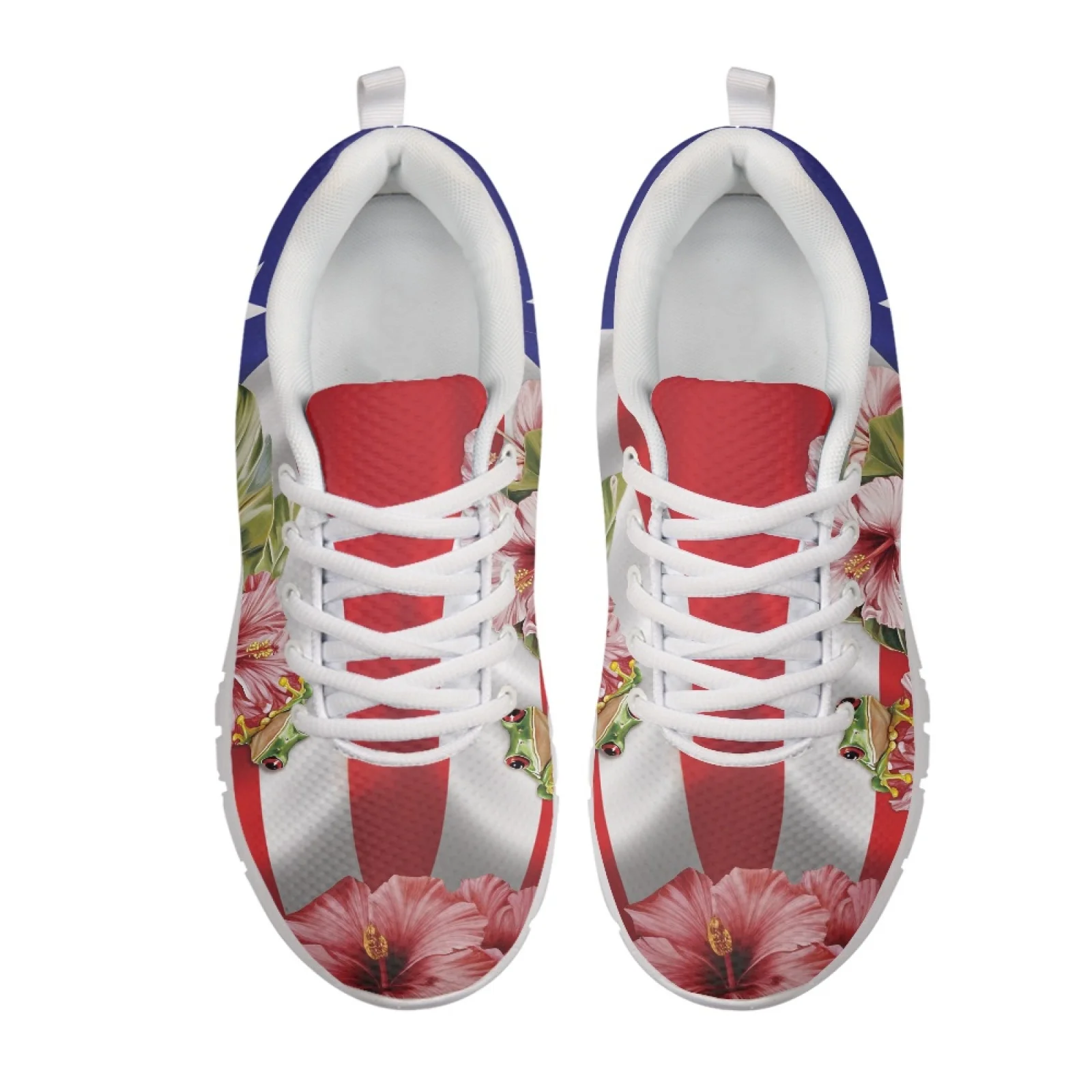 Coloranimal Floral Red Stripe Wear-Resisitant Running Tennis Shoes for Men Mesh & EVA Sole Mens Athletic Trainers for Travel