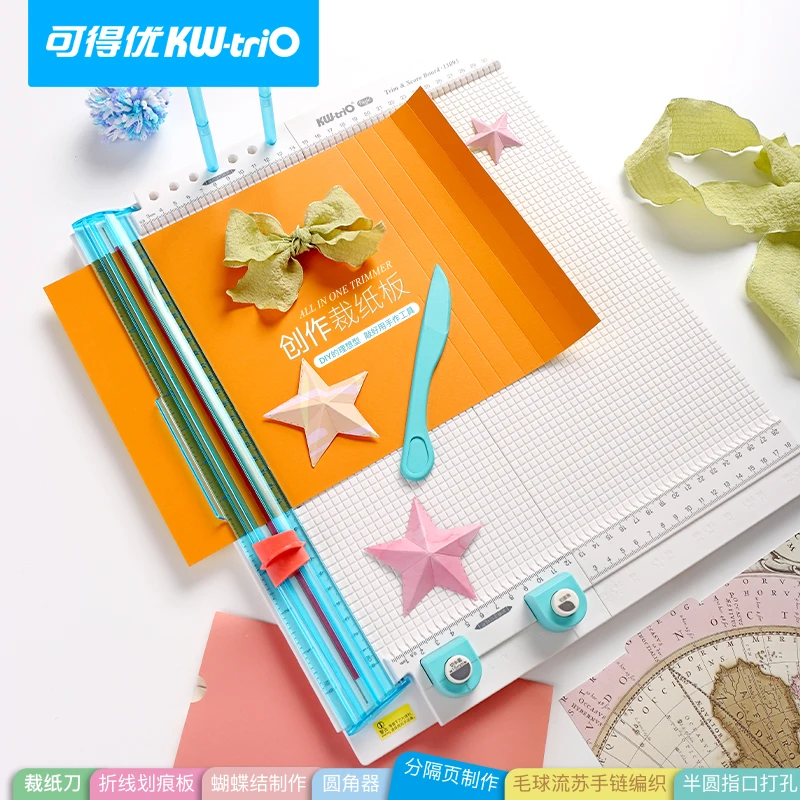 

KW-trio 2023 Portable Paper Cutter Scoreboard Craft Paper Cut Folding Scraper Cutting Gift Box Envelope Scrapbooking Craft Tools