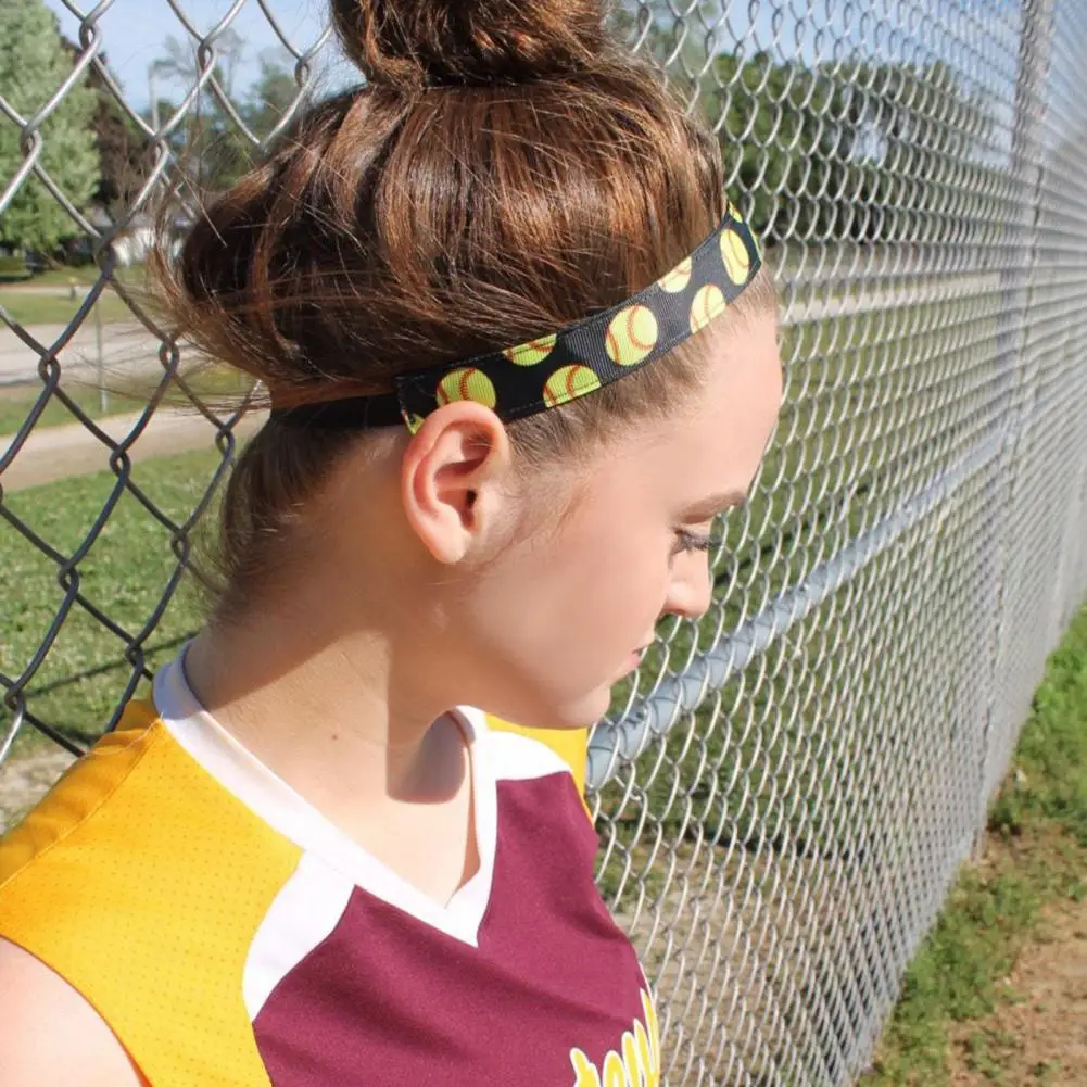 Sports Headband Baseball Pattern Girls Soccer Athletic Headbands Set Non Slip Sports Hair Bands for Basketball for Sports