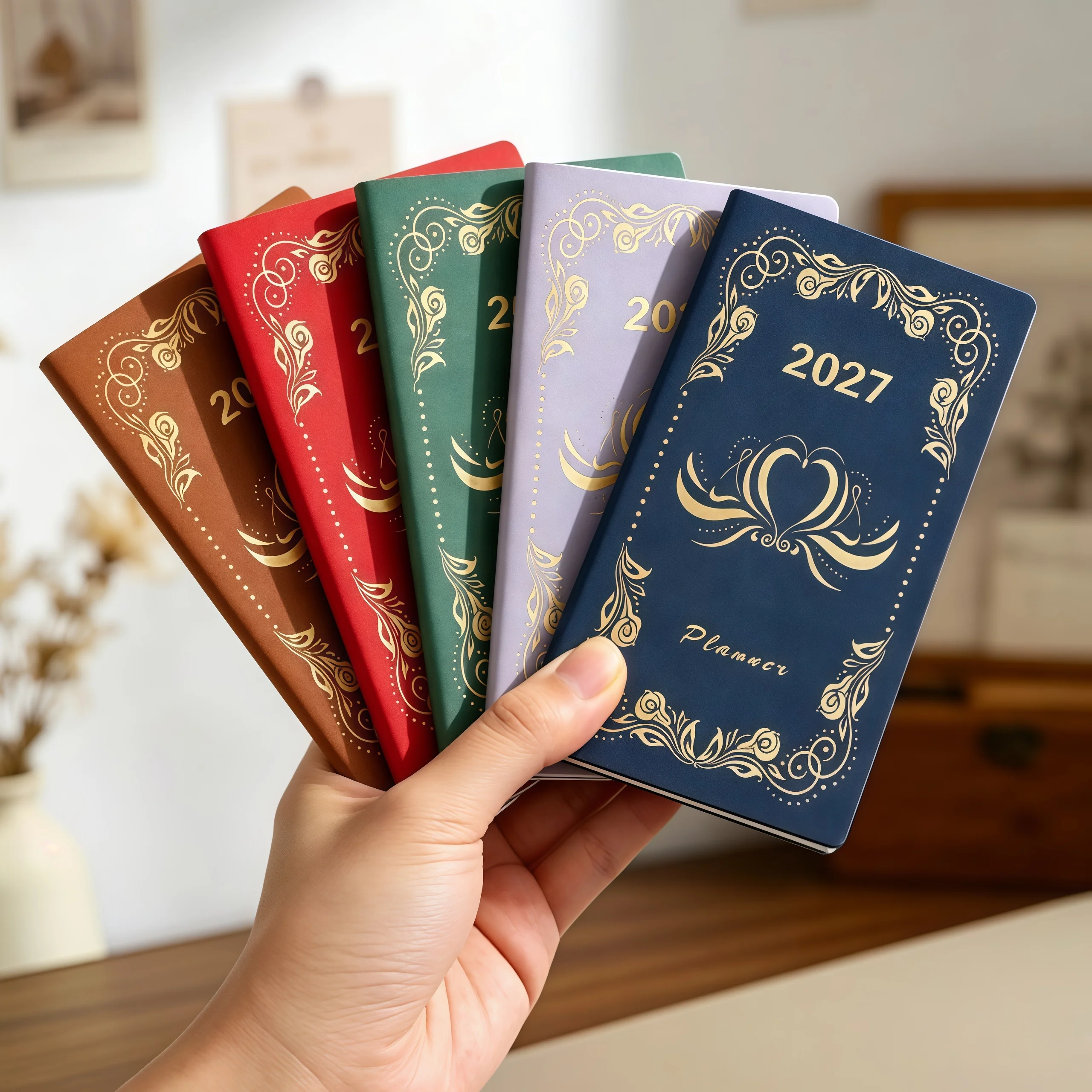 2027 English Notebook A6 PU Multiple Colors Pocket Planners Weekly Monthly Agendas Book 365 Day Time Management Schedule Notepad