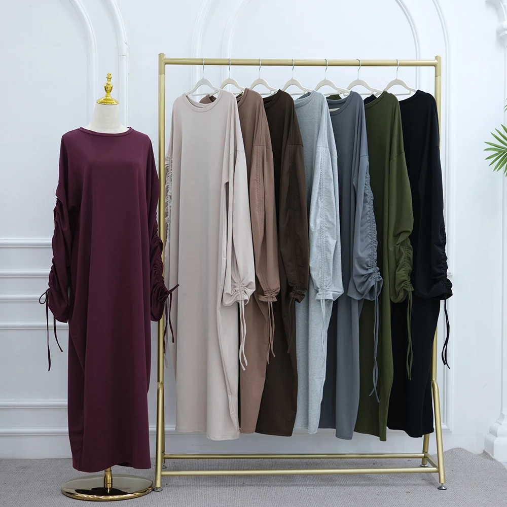2025 عباية متواضعة جديدة بأكمام برباط ملابس يومية فساتين غير رسمية ملابس إسلامية إسلامية تقليدية