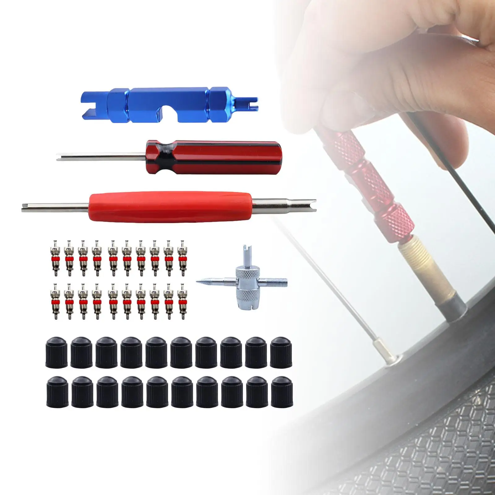 Valve Stem Removal Tool Tyre Valve Core Tool Kit for Truck Motorcycle