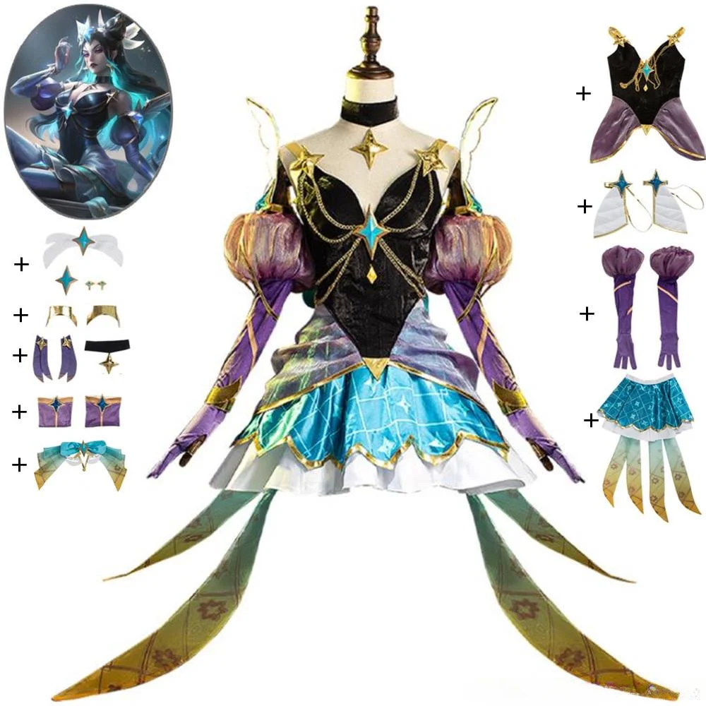 

Syndra Cosplay Costume Game LOL The Dark Sovereign Prestige Star Guardian Skin Halloween Adult Man Sexy Woman Anime Party Suit