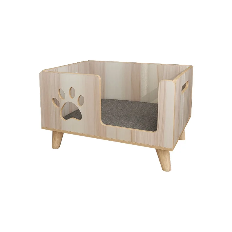 Four Seasons Solid Wood Cats Bed Pets Kennel Rabbit Dog Kitten Deeping Sleep Mat Pets House Sofa Bed