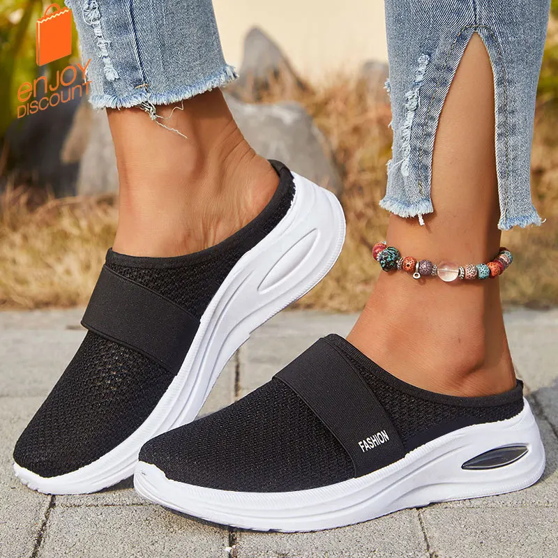 

Women's mesh slip-on mules - 2026 spring/summer new collection - easy slip-on outdoor cushioned shoes - versatile lazy shoes