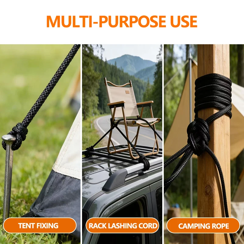 Multi-Purpose Nylon Rope - Length 393.7inch / 10m Meters, Can Be Used for Securing Tents and Boats, as a Clothesline, and for Tying Items, One Rope for Multiple Uses