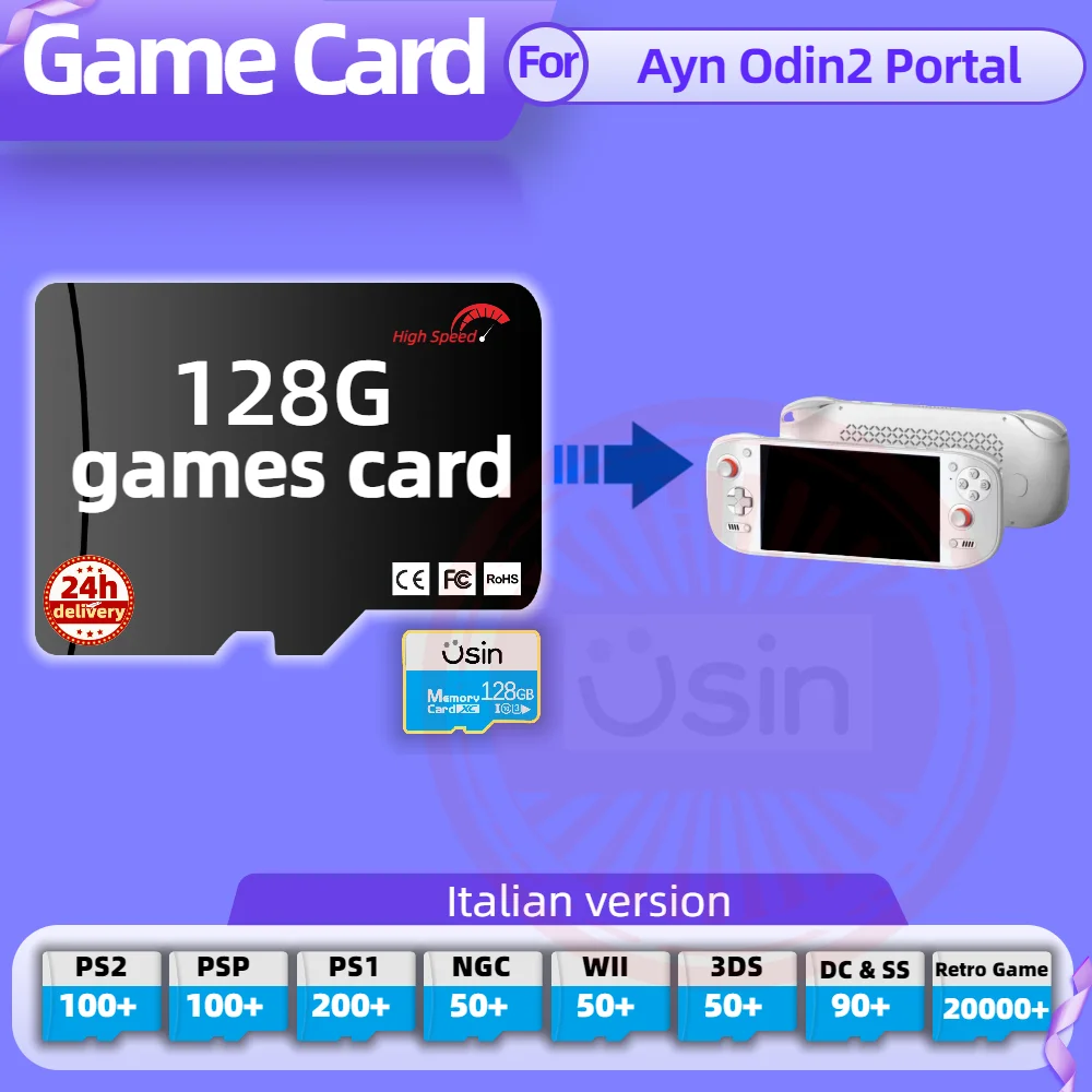 Memory Game Card For Ayn ODIN2 Portal Mini Italian version Retro PS2 PSP Games Android Gaming portable Console SD H-speed 128G