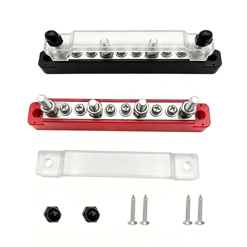 2Pc M6 12V Bus Bar 1/4 Inch Power Distribution Block 150A Electrical Terminal Block Buss Bar for Truck Boat Car Camper RV