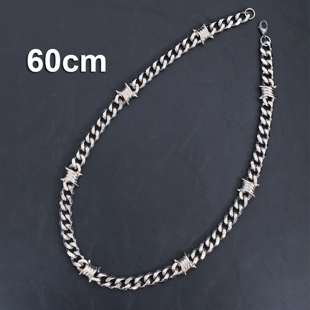 Barbed Wire Cuban Hiphop Bracelet Necklace for Women Men Stainless Steel Neo-Gothic Thorns Choker Necklace Bracelet Punk Jewelry