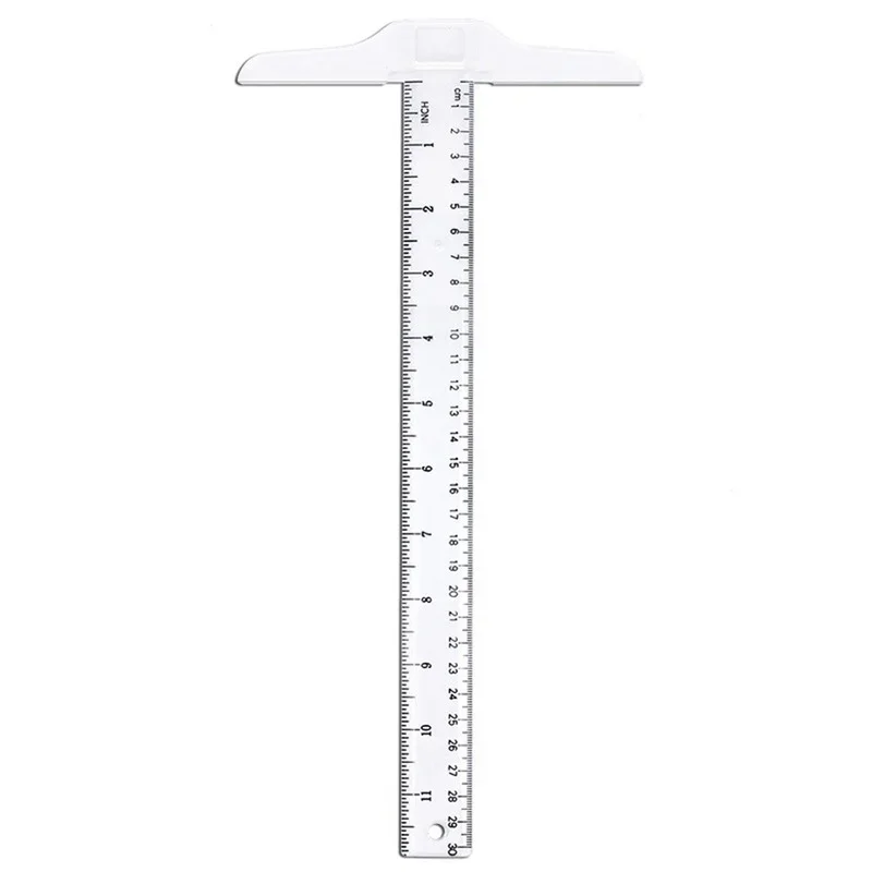 30cm/12inch T-ruler Depression Scale Drawing Ruler DIY Craft General Work Measuring Tool Stationery Office Supplies