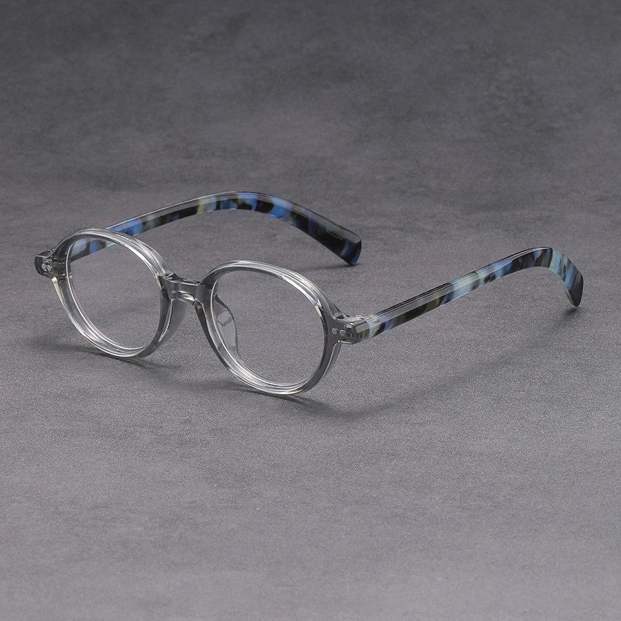 5Pcs/Lot Vintage Round Glasses Set Mixed Colors Retro Acetate Frame Anti Blue Light Eyewear Unisex Geek Chic Optical Spectacle view 2