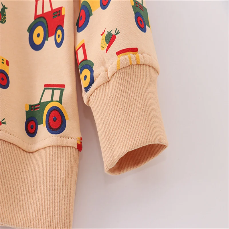 New Arrival 2-7T Long Sleeve Boys Baby Clothes Cars Printed Girls Sweatshirts Toddler Costume Sport Kids Autumn Hooded Shirts