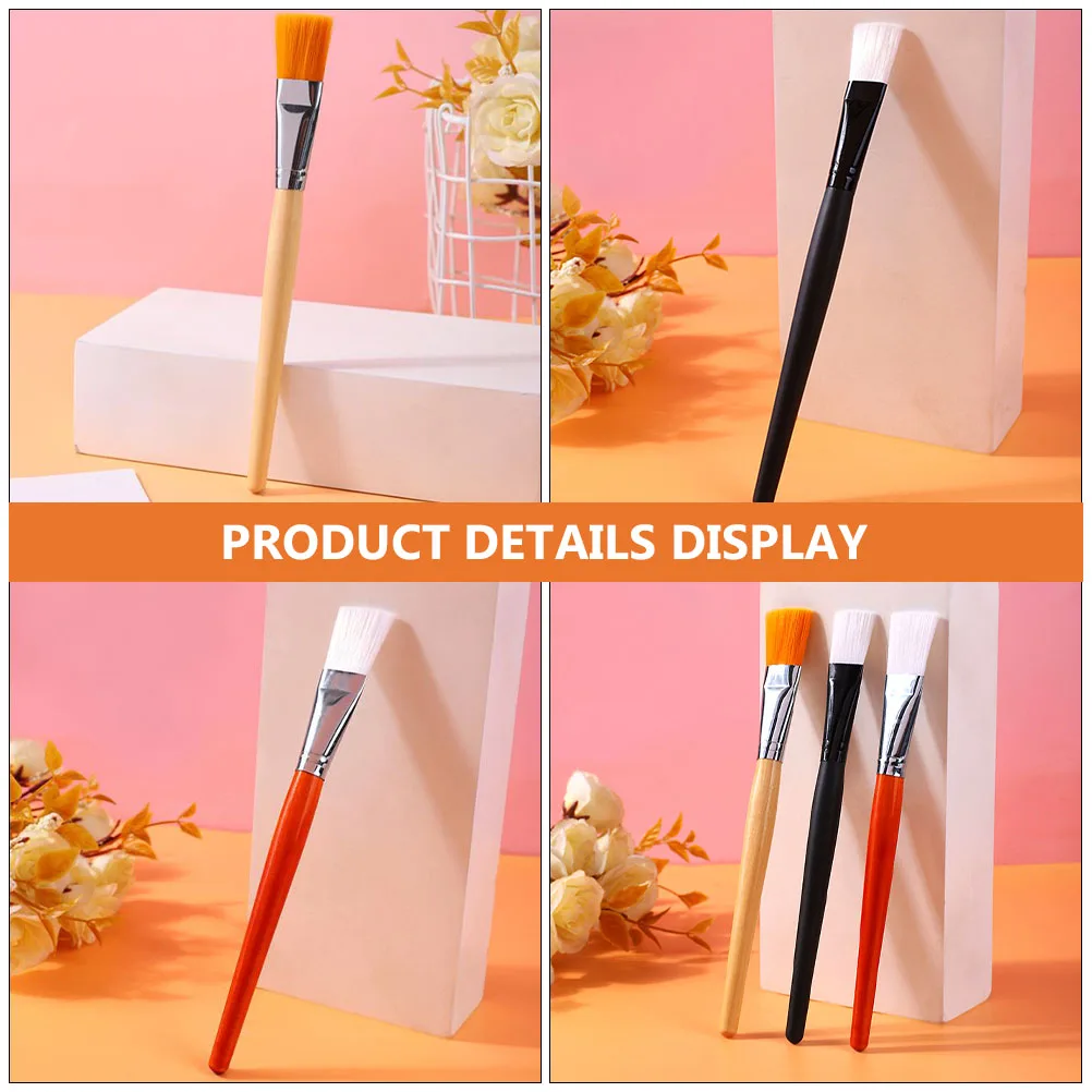 

3 Pcs Facial Mask Brush Gentle Practical Fiber Head Wooden H Easy Clean Beauty Tool For Daily Professional Use