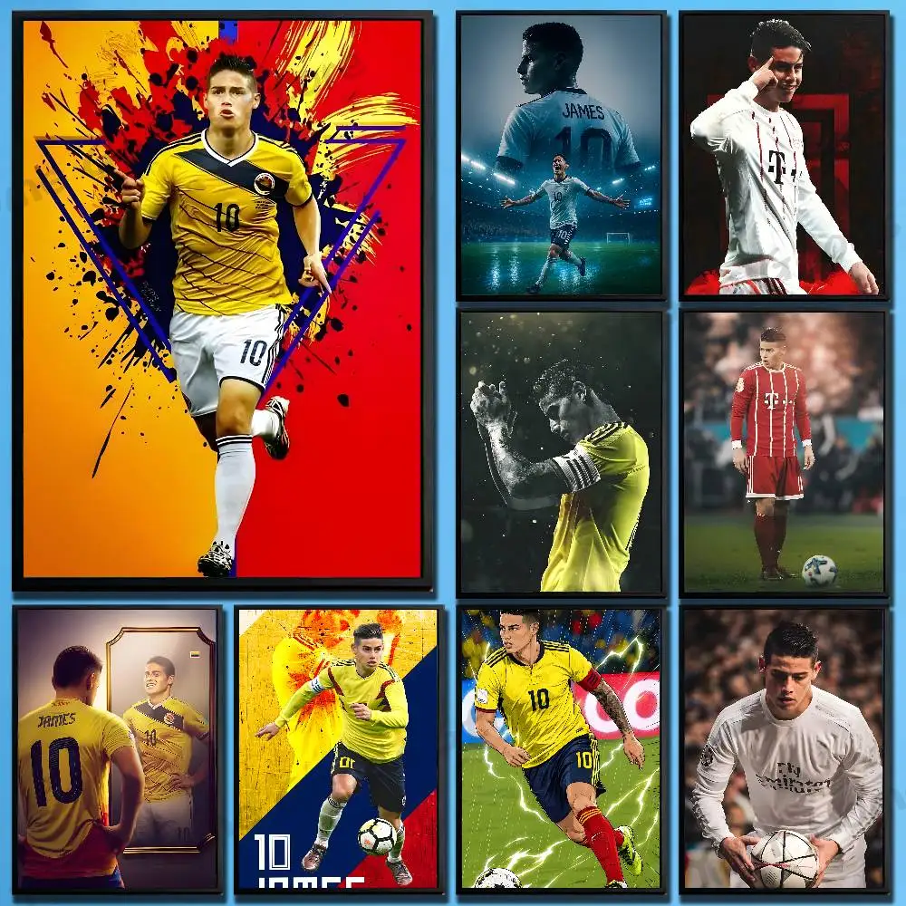 Football Colombia James R-Rodriguez Poster Sticker Classic Art Painting for Home Bedroom Cafe Office Wall Decor