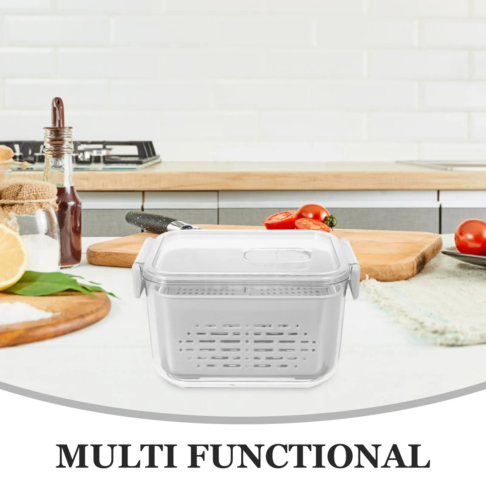 

Vegetable Storage Container Detachable Drain Basket Premium Pp Pet Clear Lid Fridge Organizer Box For Fruits Vegetables