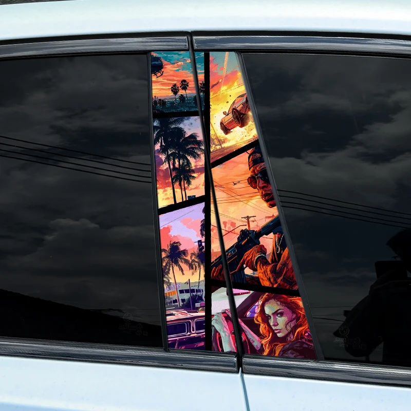 ملصقات Vice City GTA ، شارات فينيل ، عمود مركز السيارات المقاوم للماء ، ملصق عمود ، ملصقات ألعاب ، 1: 2: سيارة #2