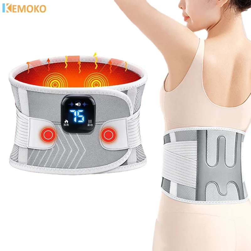 Electric Waist Massage Infrared Heating Belt Vibration Hot Compress Massager for Pain Relief Red Light Lumbar Back Support Waist