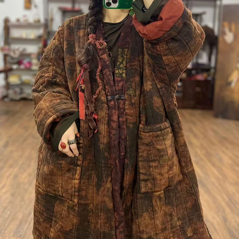 2025 nueva llegada de invierno de las mujeres de un solo pecho de manga larga con cuello en V Parkas bolsillo Patchwork buena calidad abrigos casuales de algodón H264